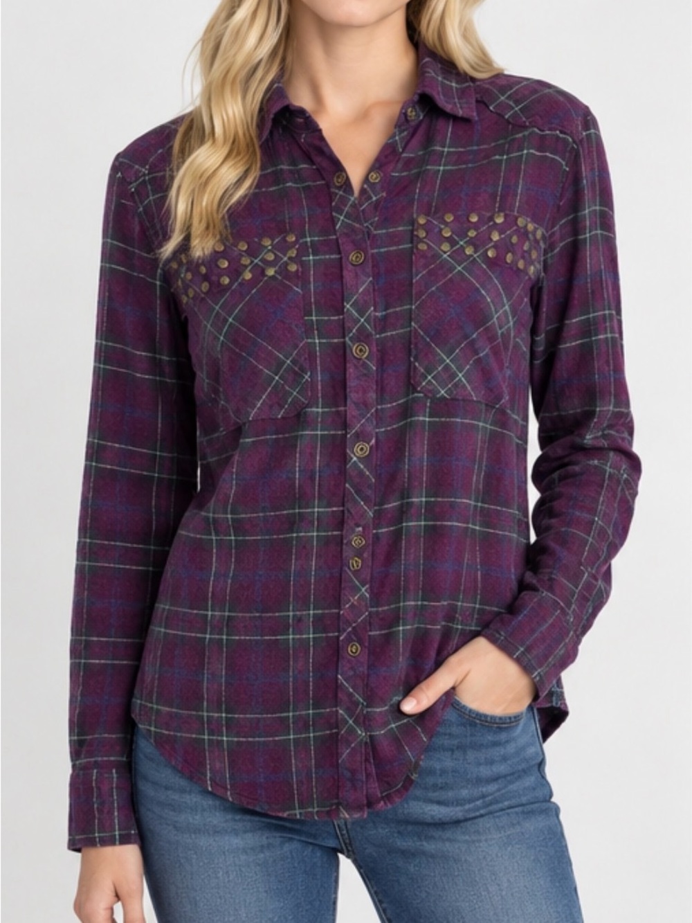 Harley Davidson 100% Cotton Flannel Shirt Purple Size Small